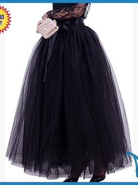 Plus Size Long Maxi A-Line Tutu Tulle Skirt with Elastic Waist